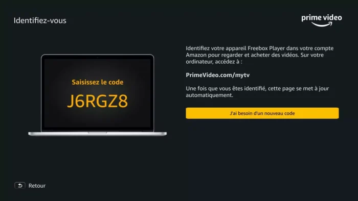 Où mettre le code prime vidéo MYTV 